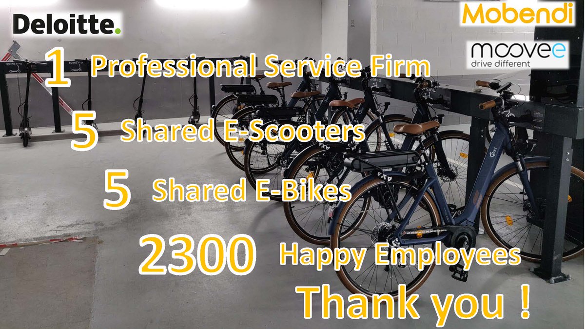 Le cabinet d'audit et de Conseil <a href="/Deloitte/">Deloitte</a> se dotte d'une station de vélos et trottinettes électriques partagés conçue par Mobendi !

Une solution agréable et durable pour les consultants de <a href="/Deloitte/">Deloitte</a> Luxembourg

Merci à notre partenaire <a href="/MooveeMobility/">Moovee Mobility</a> !

mobendi.com