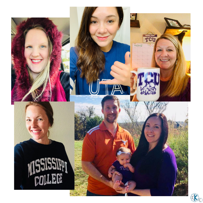 ckearneyconsult's tweet photo. It's National #CollegeColorsDay, and CKC alumni are representing their #teamspirit from TCU's Frog Nation to UT Arlington's Maverick Country to Texas A&M's Aggieland and Mississippi College! Just like our college traditions run deep, so does our team spirit! #CKCFunFriday https://t.co/KgihHtSDIc