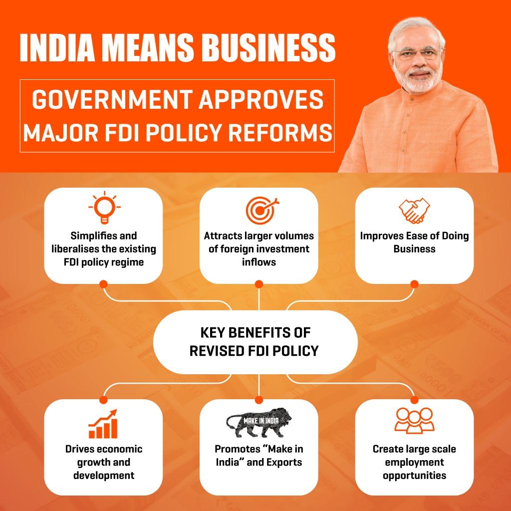 OfficeofSSC's tweet photo. प्रधानमंत्री श्री @narendramodi के मार्गदर्शन में भारत में @makeinindia  एवं निर्यात को बढ़ावा देने की लिए केंद्र सरकार अनेक नए कदम उठा रही है। #FDIDecisions https://t.co/OWnUg3VYYx