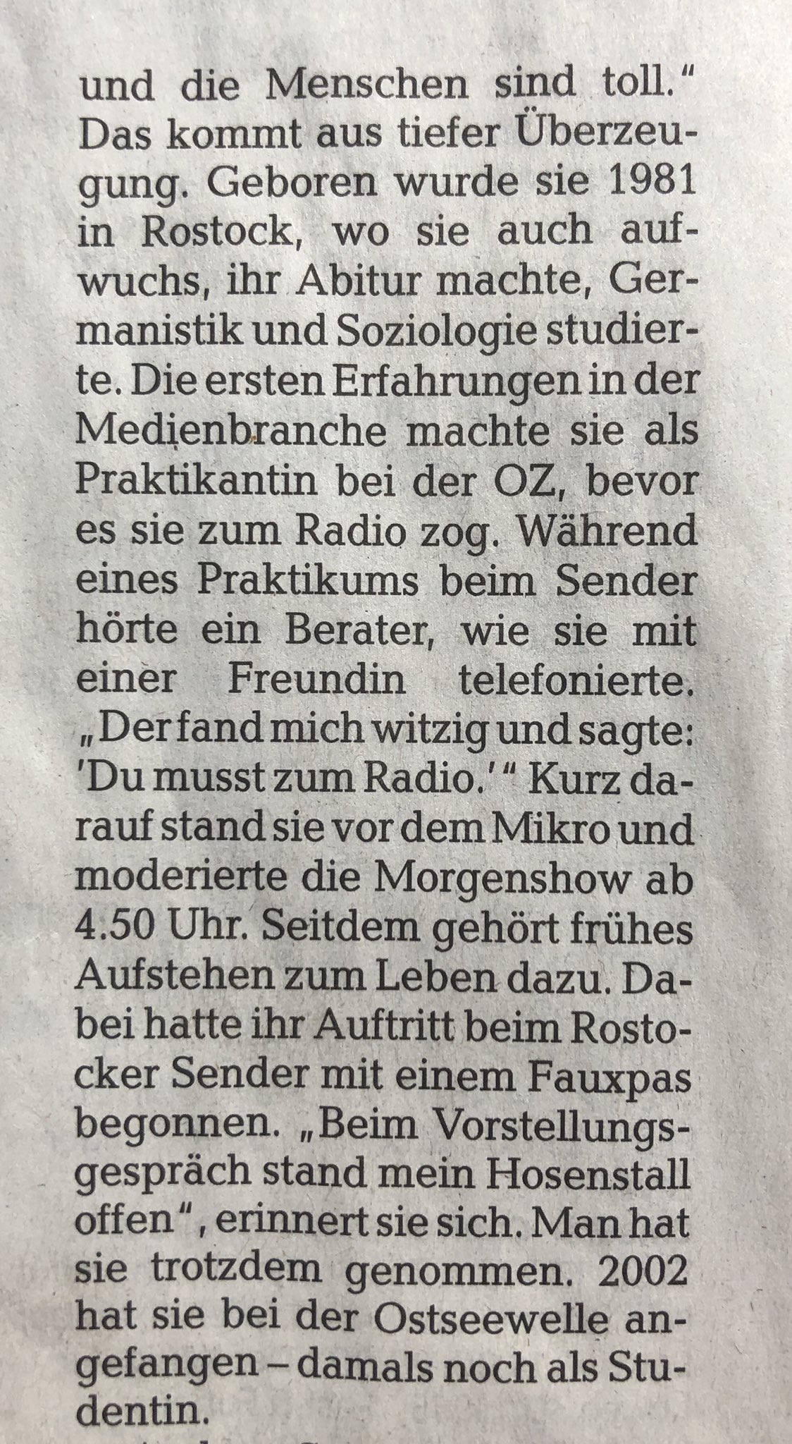 So Schon So Strahlend Andrea Sparmann Von 2002 Bis 2019 Oz Ostsee Zeitung