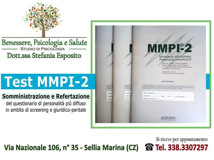bps_psicologa's tweet image. Presso lo studio Benessere Psicologia
è attivo anche il servizio di somministrazione, scoring e refertazione del test MMPI-2, il questionario di personalità più diffuso in ambito giuridico-peritale e di screening psicopatologico.

#mmpi2 #minnesota #test #personalità  #catanzaro