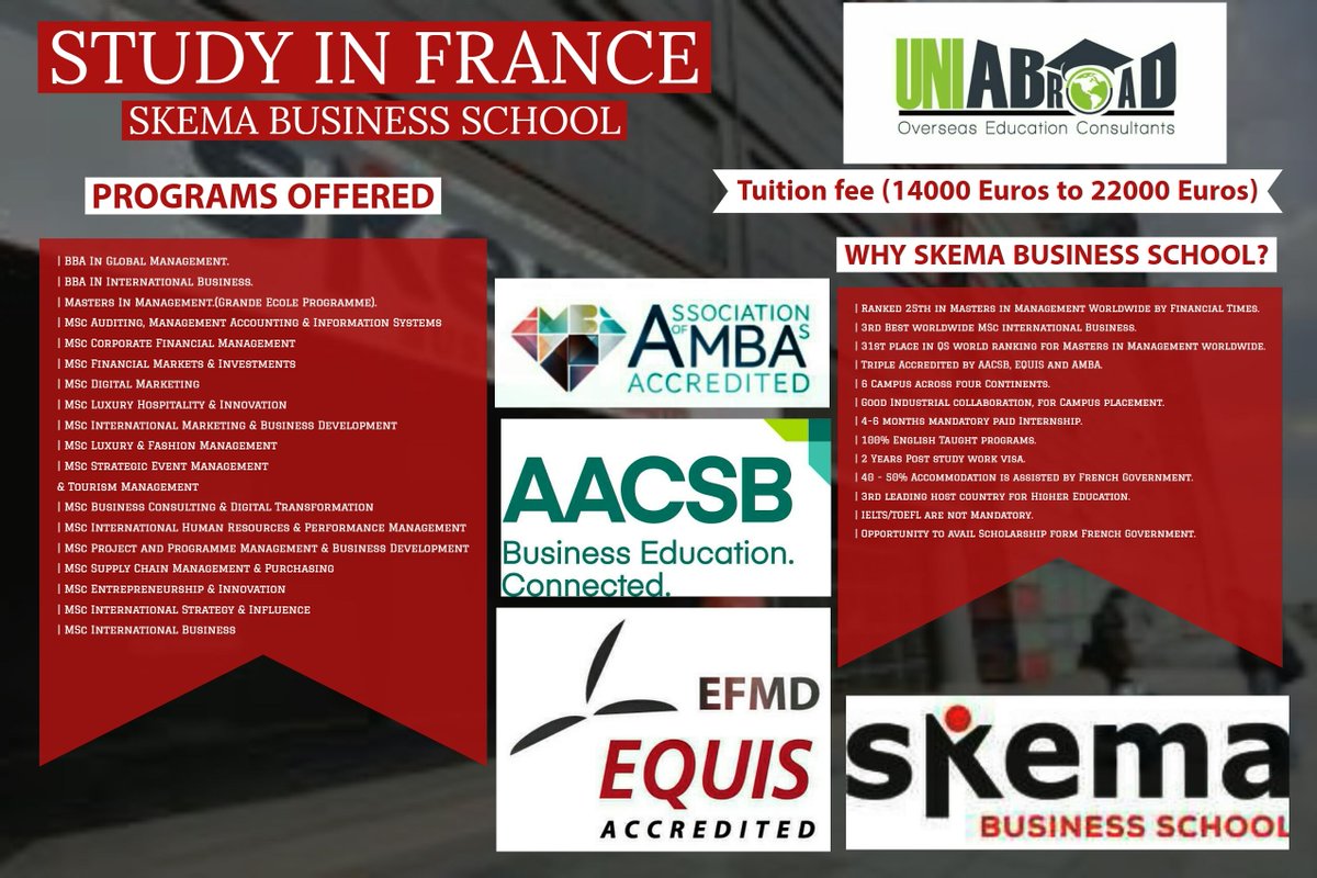 UNIABROAD_INDIA's tweet photo. Mysore's No.1 Overseas Education Advisory!!!⠀⠀⠀⠀
STUDY IN FRANCE!!!⠀⠀⠀⠀⠀
#studyingabroad #studyinfrance #SKEMA #internships #scholarships #lowtutionfees ⠀⠀⠀⠀
visit #uniabroad #mysore⠀⠀⠀
⠀⠀⠀
Reach us@www.uniabroad.co.in https://t.co/IjjcnDQXrR