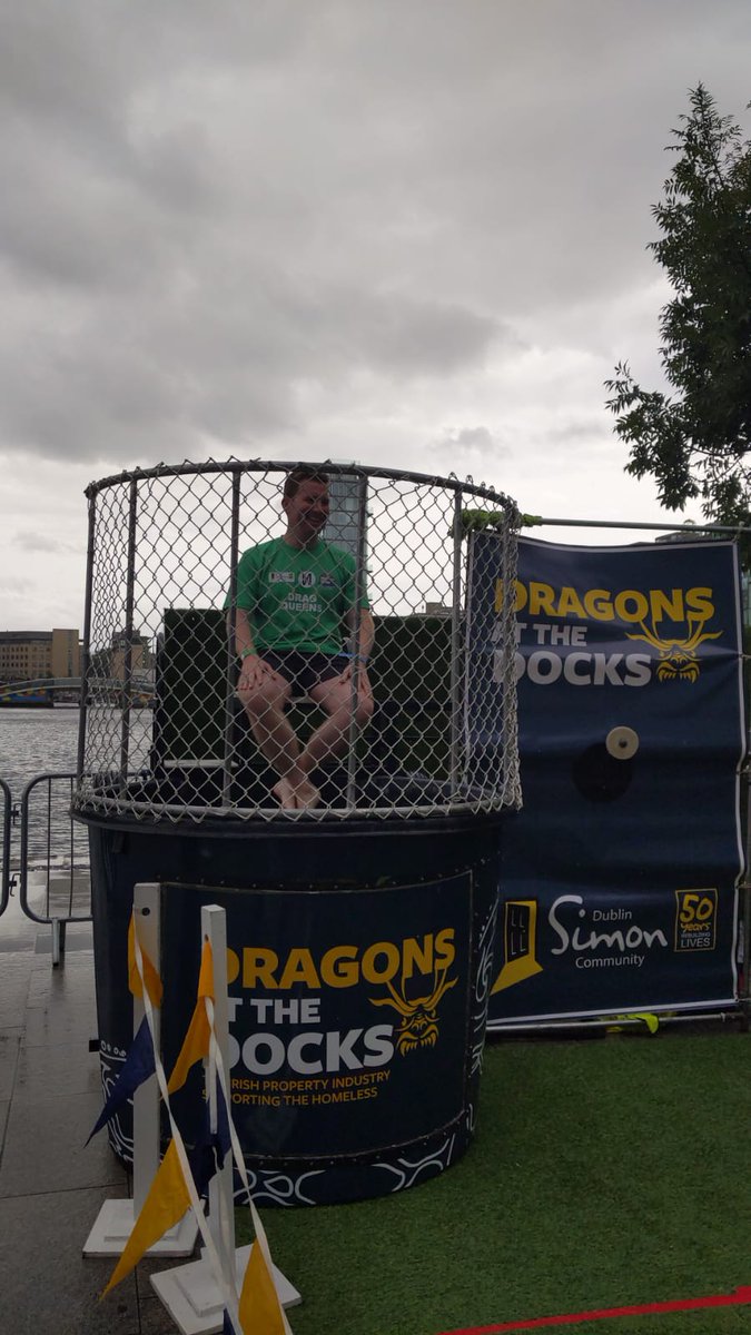 MitchMcDerm's tweet photo. A big well done to everyone who took place at #DragonsAtTheDocks. It is great to be apart of such an important fundraiser for the @dublin_simon. We  came 4th in our sector but the real winner was Dean Elcock who got to dunk Michael Gallagher! #dunkyourboss #fundraising #csr #fun https://t.co/lZUAy7CO9u
