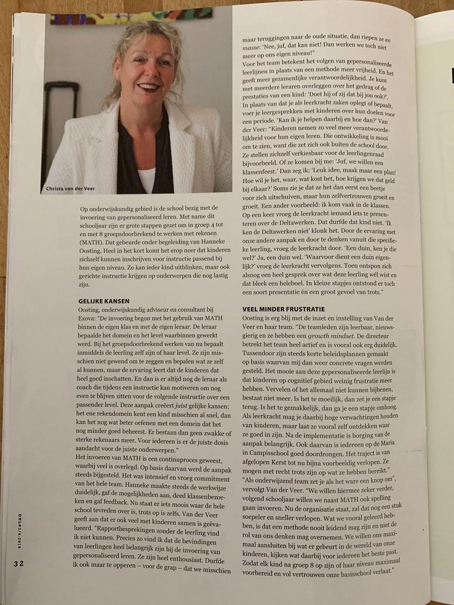 ChristavdVeen's tweet photo. Een mooi interview waarin onze visie op voorwaarden om te komen tot leren naar voren komen. Verantwoordelijkheid en vertrouwen.. naar kinderen, naar medewerkers, naar ouders.... trots dat ik een onderdeel van dit proces mag zijn ! #primenius #mariaincampisschool #tamariki https://t.co/o0htdeQy54