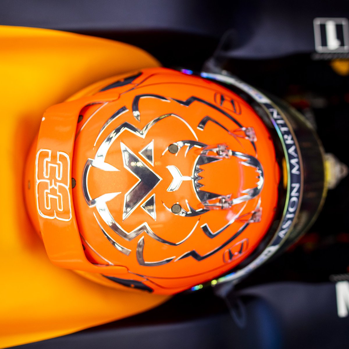 redbullracing's tweet photo. Getting a bird's-eye view of these beauties 👌 Looking down on @alex_albon and @Max33Verstappen's latest lids 🇧🇪 #BelgianGP https://t.co/W2HTTYRUsX