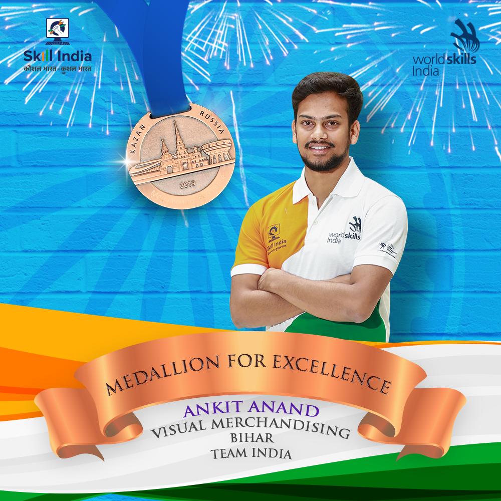 MSDESkillIndia's tweet photo. Your achievements have made us proud! Congratulations on winning the Medallions of Excellence Ankit, Gursheesh and Nidhin in your respective categories of Visual Merchandising, IT SSB and 3D digital game art! #AbSkillsKiBari #IndiaWinsAtRussia 🇮🇳 https://t.co/w6W9FzTzcR