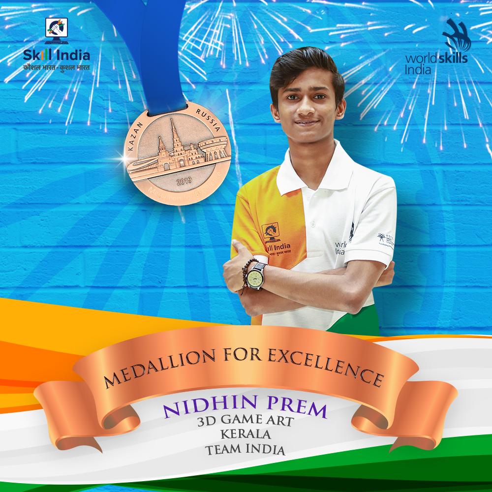 Your achievements have made us proud! Congratulations on winning the Medallions of Excellence Ankit, Gursheesh and Nidhin in your respective categories of Visual Merchandising, IT SSB and 3D digital game art! #AbSkillsKiBari #IndiaWinsAtRussia 🇮🇳