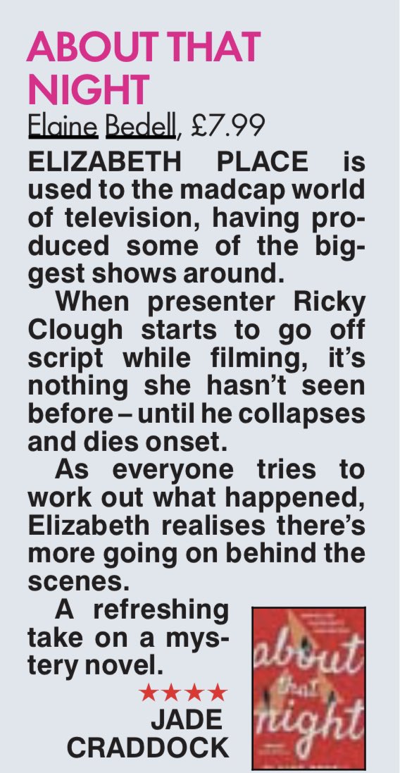 ⭐️⭐️⭐️⭐️ from <a href="/TheSun/">The Sun</a> for #aboutthatnight there’s still a bit of summer left to enjoy this novel (if you haven’t already)