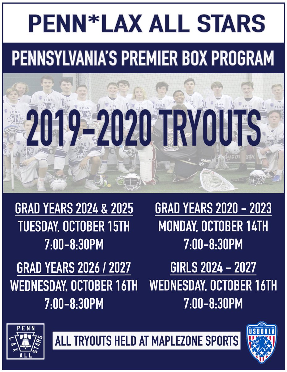 penn_lax's tweet photo. 🚨 2019-2020 Tryouts Announced 🚨 

Earn a spot on the best travel box lacrosse team in the state! Penn*Lax is coached by former and current professional box lacrosse players who have coached and/or played at the highest level! 

Register today! https://t.co/wSJTwkpPEz