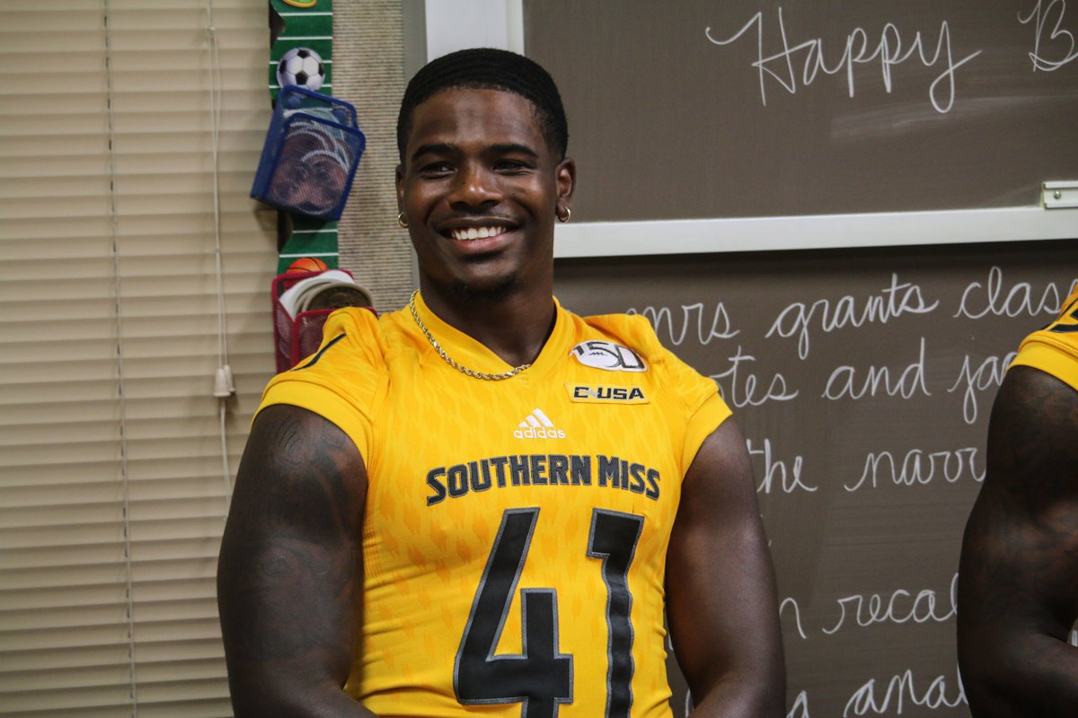 SouthernMissFB's tweet photo. Friday before the home opener? We know what that means.

Another great visit to the DuBard School for Language Disorders! Thanks for having us! ✍️ #SMTTT https://t.co/9JzrliAB6Z
