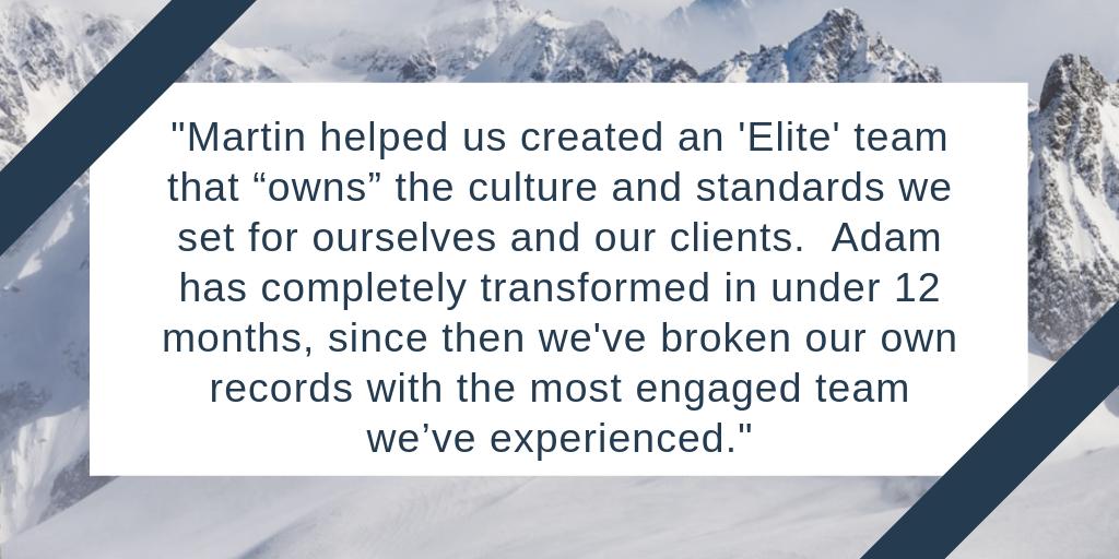 PLATFORM_ExO's tweet photo. "Martin helped us created an 'Elite' team that "owns" the culture and standards we set for ourselves and our clients.  Adam has completely transformed in under 12 months, since then we've broken our own records with the most engaged team we've experienced" https://t.co/TLfXqCAGWr https://t.co/NF8x90trgj