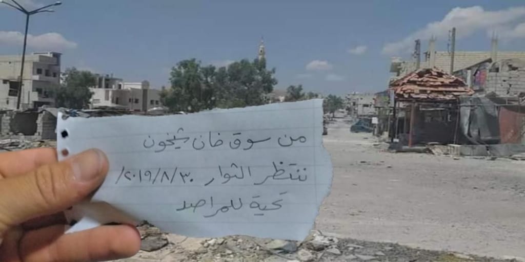 Just few days after it's ocuppation by #Assad militias, a message from #KhanSheikhoun says it is waiting for rebels.
So soon KhanSheikhoun!