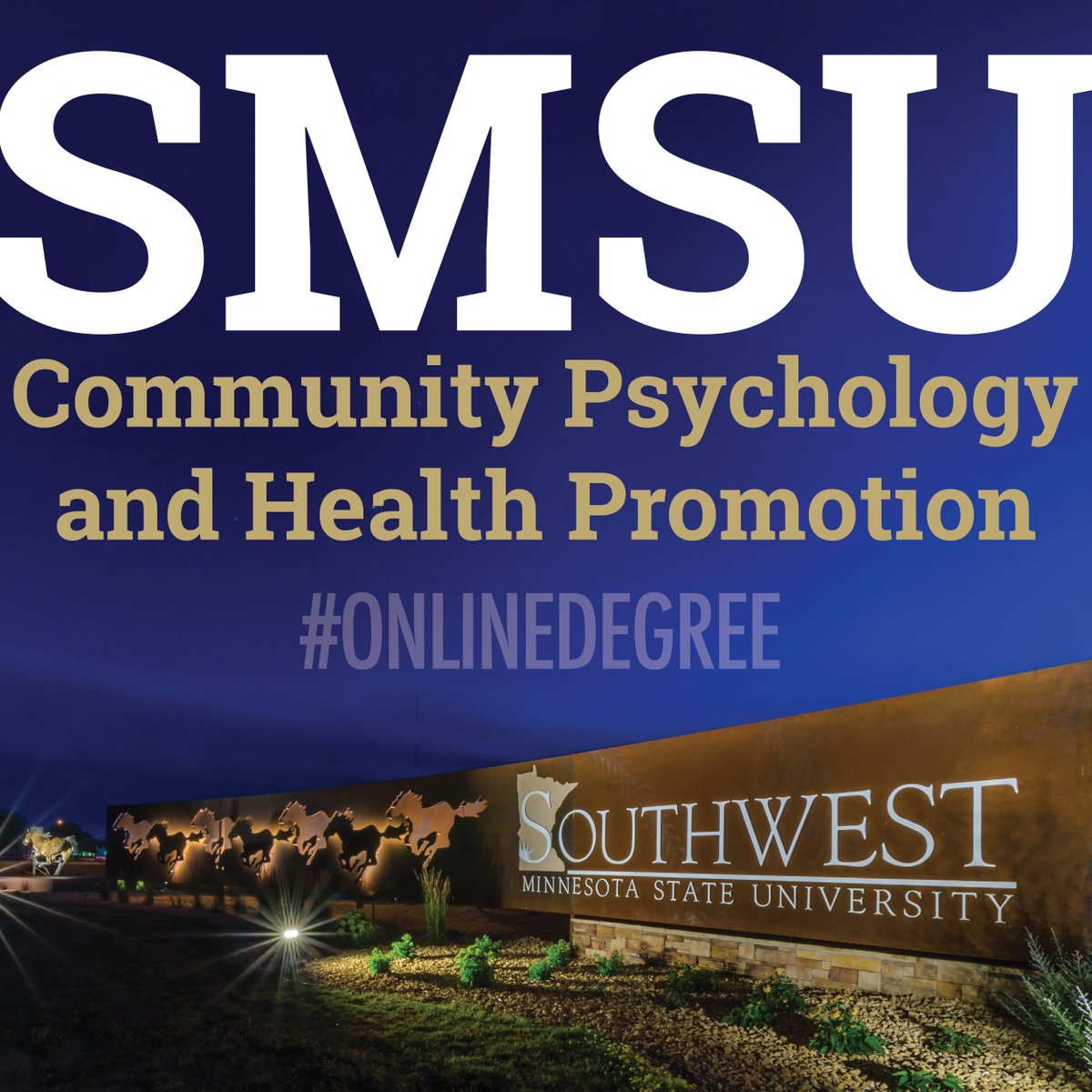 NEW ONLINE MAJOR! Community Psychology and Health Promotion is an interdisciplinary that serves as a degree completion option for students who have an A.A. or A.S. degree in psychology, health sciences, social services, or related field. 

Learn more: ow.ly/IVVZ50vJVEo.