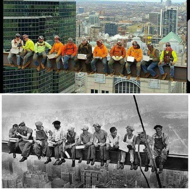 AnesiLaw's tweet image. #Local1 #Chicago Ironworkers recreated the iconic photo from the 1930’s. 👏🏼 👏🏼