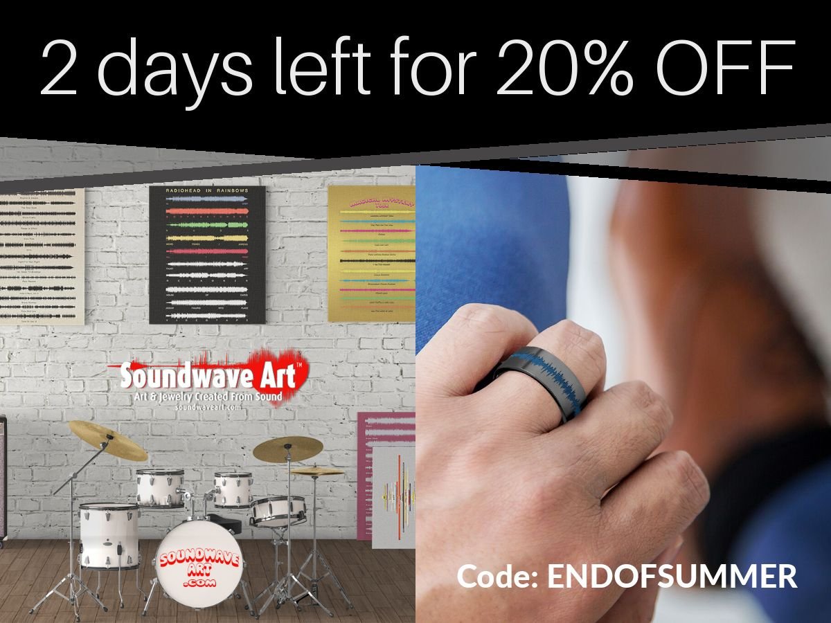 2 days left to get 20% OFF your order at soundwaveart.com #SoundwaveArt #SoundwaveJewelry #Sale