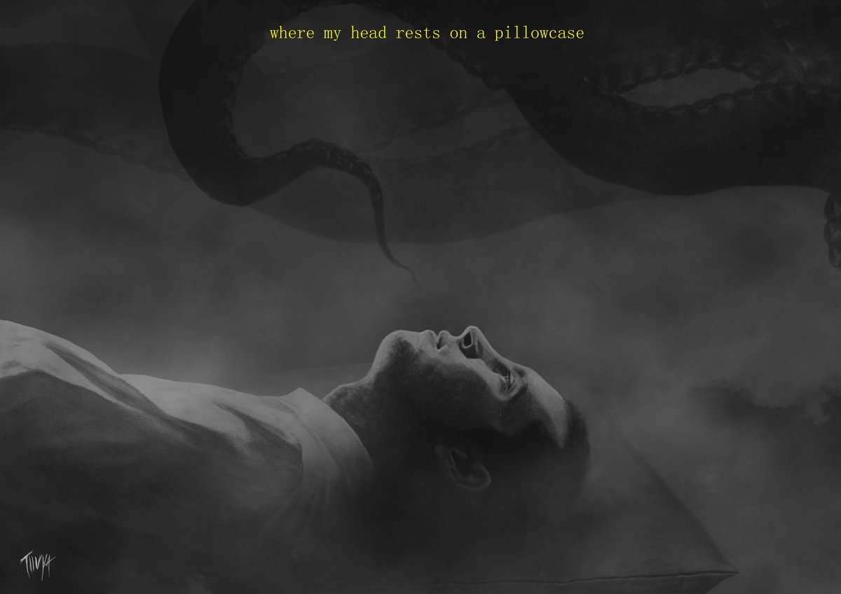 TIIUYA's tweet photo. || where my head rests on a pillowcase ||

i also based on a few other lines from anathema, especially on "and the tears and the fears begin to multiply" to match it more to the song's vibe

digital drawing of @tylerrjoseph
#cliqueart #fanartfriday #wearetwentyonepilotsproject https://t.co/MFOAUqBite