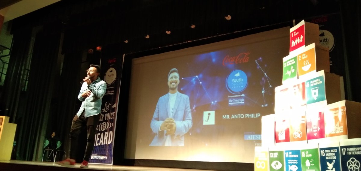 AIESECinIndia's tweet photo. Mr. Anto Philip at Coca-Cola YSF in Kolkata talking about his journey in the Under 25 and how the youth is the most powerful generation that exists currently.

#CokeatYSF #SpeakupKolkata https://t.co/WravM0fQpC