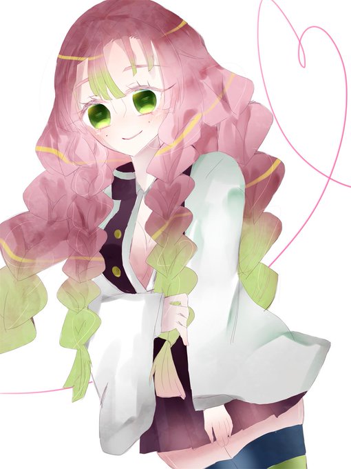 佐藤さんがTwitterに投稿した甘露寺蜜璃(鬼滅の刃)のイラスト。