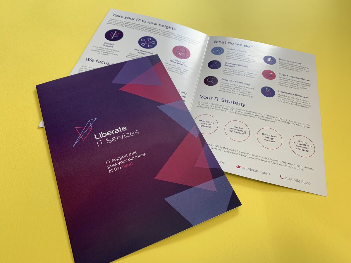 printspin's tweet photo. Check out these recent A4 Folded Leaflets we have printed for Liberate IT based in Nottingham. These was printed full colour on 150 GSM Gloss Paper giving them a nice finish.
#printing #nottingham #foldedleaflets https://t.co/RVvNye2bAz