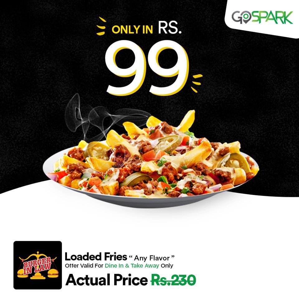 Gospark Burger In Law Loaded Fries Will Make You Come Twice Thrice Note Only For Dine In Take Away Avail Now T Co Eexcmkendr Download The Gospark App Now T Co 6m9n5eibmc Gospark Frenchfries Discountapp