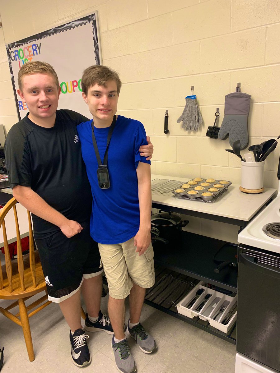 lhs_transition's tweet photo. Started the morning off with our first cooking lesson! Blueberry muffins made by these two! #lifeskills #cooking #teamwork #TigerGrowth https://t.co/TqveInDeIs
