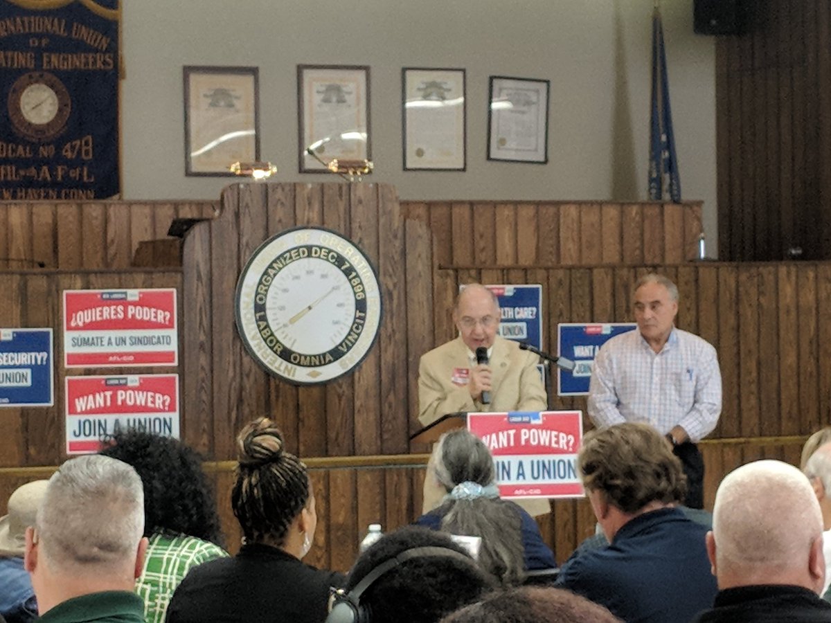 CtPensions's tweet photo. Senate President pro Tempore Martin Looney praises #laborcommittee co-chairs @SenatorJulie and @Porter4DaPeople for championing #paidleave this past legislative session. https://t.co/eizSDFrSrD