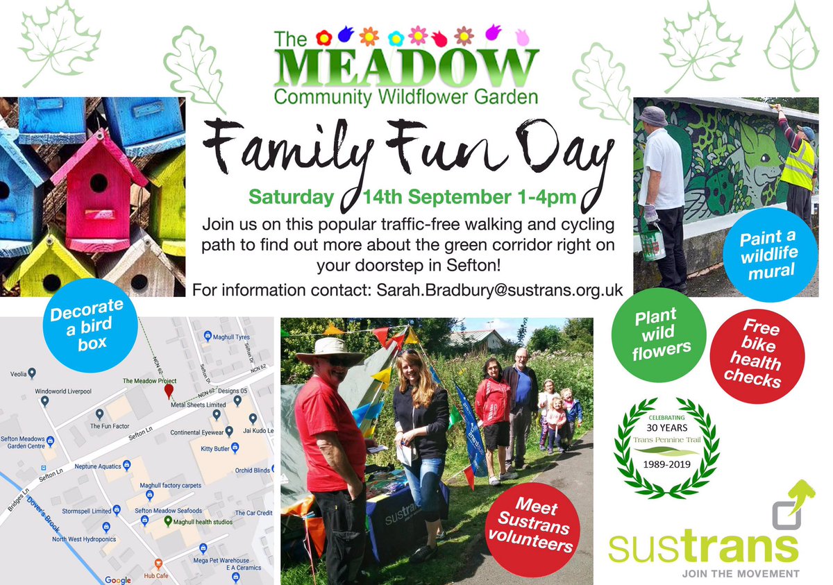 Join us during your #cycle ride, #walk or horse ride on the 14th of September between 1-4pm at the #Sefton Meadows end of the Cheshire Lines Path in #Maghull, Sefton.  This is part of the Trans Pennine Trail and NCN route 62. <a href="/SustransNorth/">Sustrans North</a> <a href="/TPT_National/">Trans Pennine Trail</a> #seftonhour