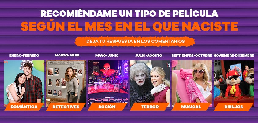 ¡Necesitamos ayuda! No sabemos qué tipo de película ver esta noche 🤔🎞️
Recomiéndanos un género en los comentarios según tu mes de nacimiento. 🧡👇

#Nickelodeon #pelicula #genero #entretenimiento #diversion #tardedecine