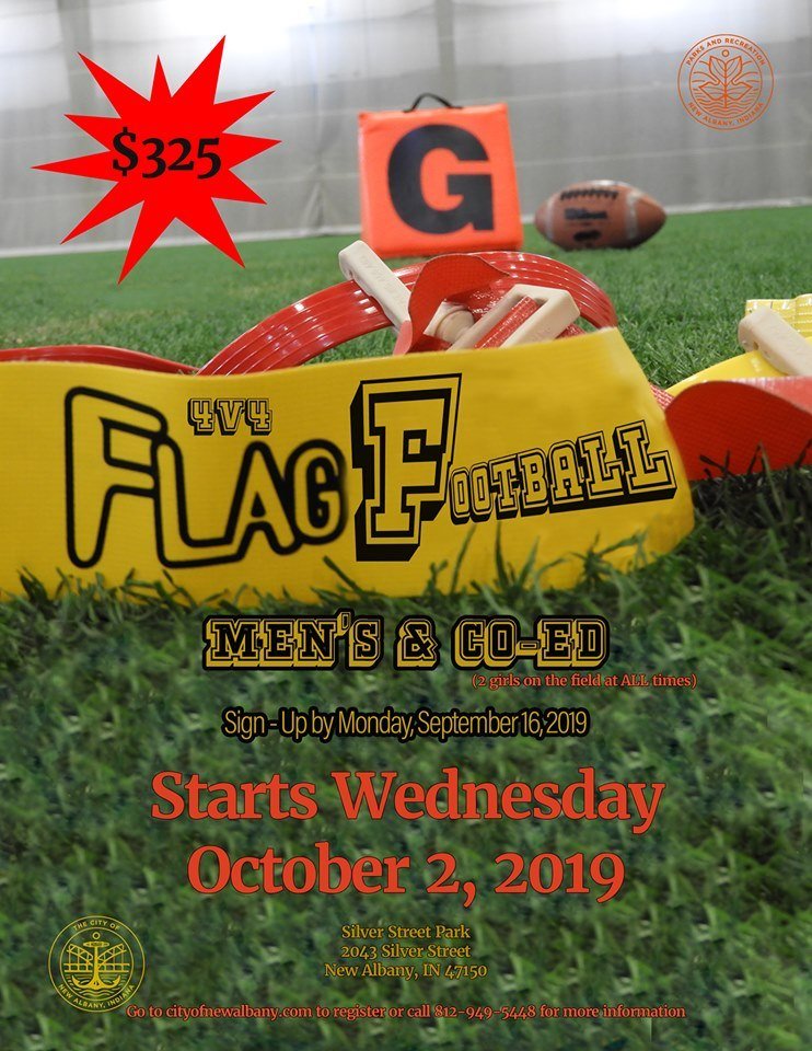 NewAlbanyParks's tweet photo. Men's & Co-Ed 4v4 Flag Football registration ends on September 16. Get your squad together & lace up your shoes...cause it's about. to. go. down. #FlagFootball #4v4flagfootball #4v4 #MensLeague #CoEdLeague
https://t.co/MREaqUzPly https://t.co/SDrby16vQB
