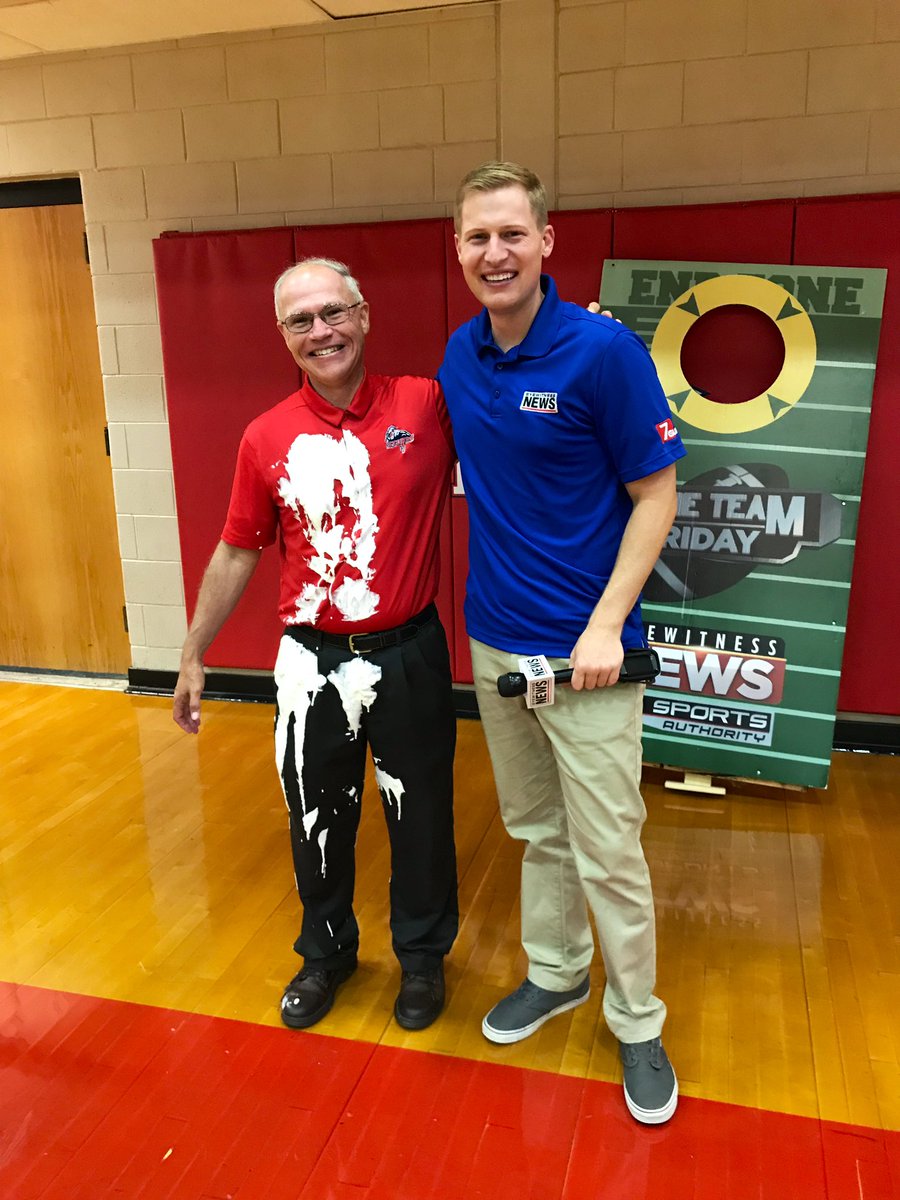 JakeBoswellNews's tweet photo. Hopkins County Central brought the loud with a new noise record at our #HTFPepRally. Mr. Akin took a pie in the face for the students who donated hundreds of socks to the Santa Clothes Club. What a morning! #Daybreak @HCBOE @WEHTWTVWlocal https://t.co/p1UCQX7tcf