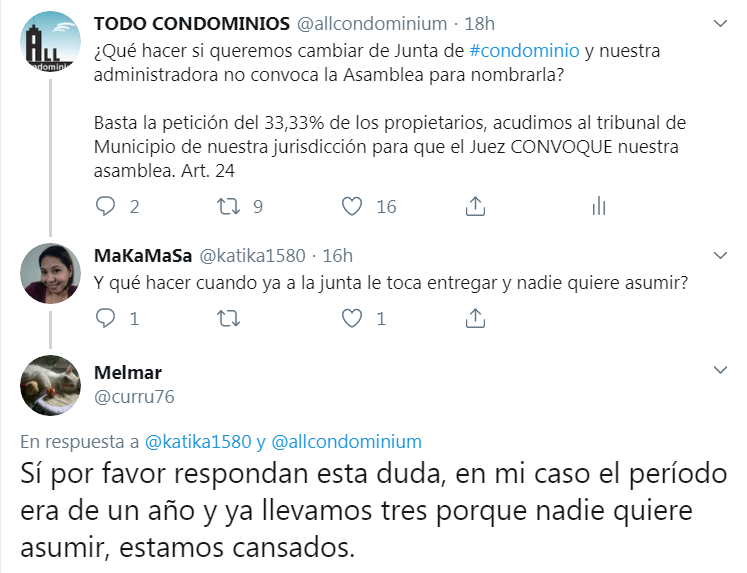 allcondominium's tweet image. ¿Qué hacer cuando nadie quiere formar parte de la junta de #condominio? 

Simple, el edificio no tiene Junta y todo se va a limitar a los actos de urgente necesidad en amparo del Art. 21 de la LPH