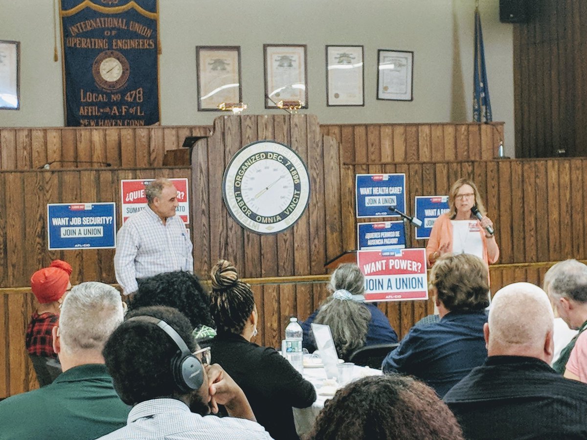 CtPensions's tweet photo. @SenatorJulie thanking the women of Connecticut for leading the charge for the #FightFor15 and for #paidleave @ConnAFLCIO #labordaybreakfast https://t.co/gWNKz2pZ9p
