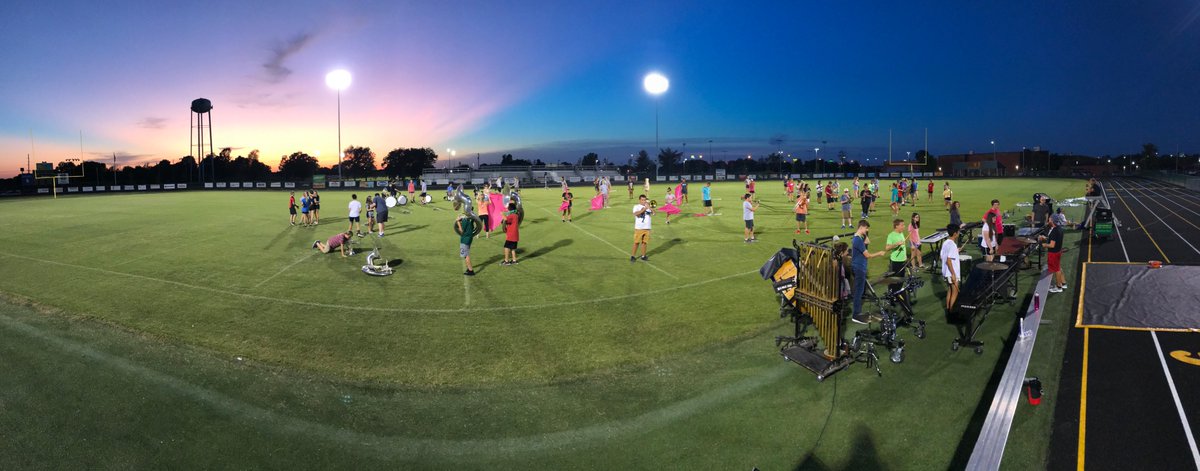 DCMSband's tweet image. Greenwood Marching Band with 8th grade marchers at rehearsal last night.