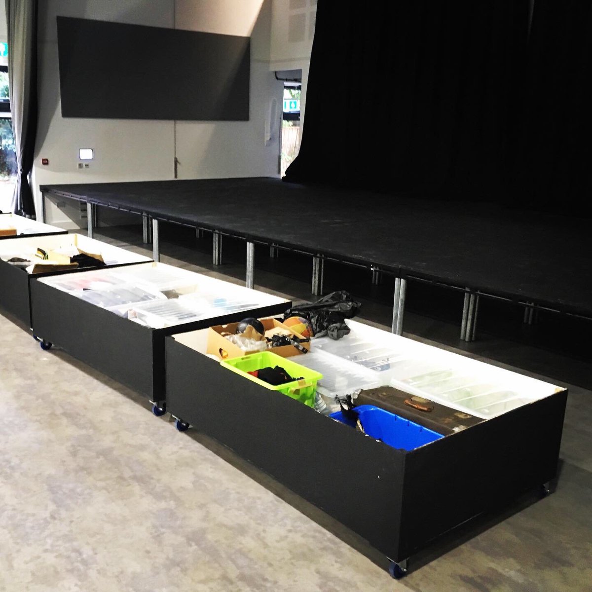 Stagesol's tweet photo. A Word to the Wise
Don’t let the janitor know how much space there is under a Metrodeck tier structure.
Practical. Professional. Affordable.
#Wespeakstage
#stagesolutions
#staging #stage
#Metrodeck
#modularstaging #demountablestaging
#portablestaging https://t.co/suBr41mVCr