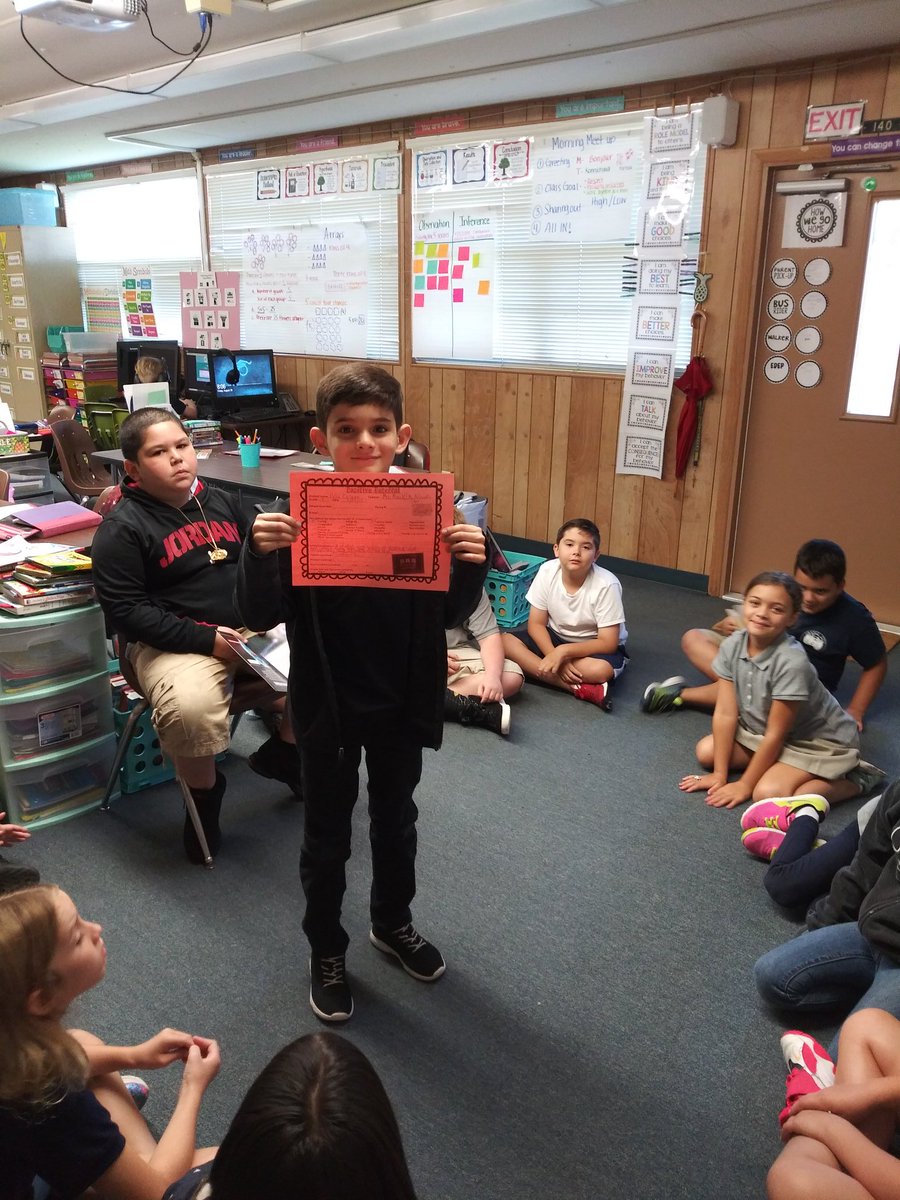 a_mcdonald4's tweet photo. Our #morningmeetup was put on hold with a nice surprise. One of our own got a positive referral for showing #empathy at the court for another student yesterday. #allsmiles. #roadrunnersrock https://t.co/8xE3KSnauv