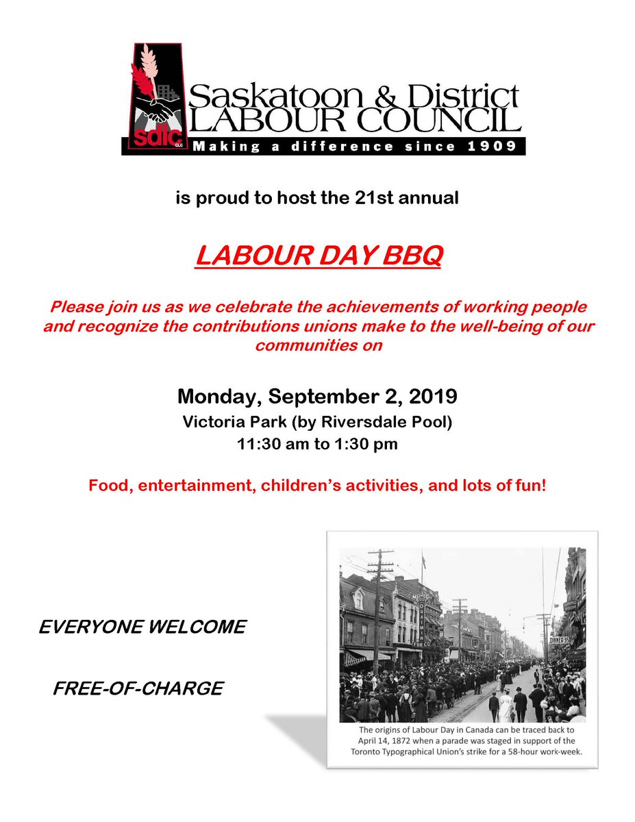 UnitedWayStoon's tweet photo. Join us at the FREE Labour Day BBQ on September 2nd in Victoria Park. Come by our tent a test your skills with a fun game of "211, 911, 411 or 811"? Do you know the difference? @211sask https://t.co/P8MiNukUdC