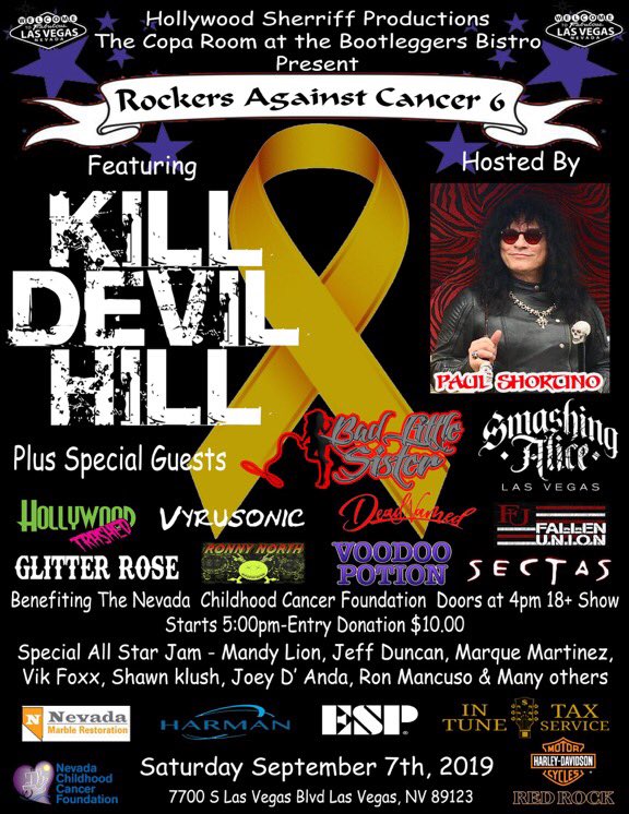ROUGHRIOT's tweet photo. @PaulShortino Hosting #RockersAgainstCancer September 7th come join us for a great cause. At the. #CopaRoom doors open 4:00 pm @LasVegasLocally @VitalVegas #CureCancer #ChildhoodCancer https://t.co/DRAkodDS7t