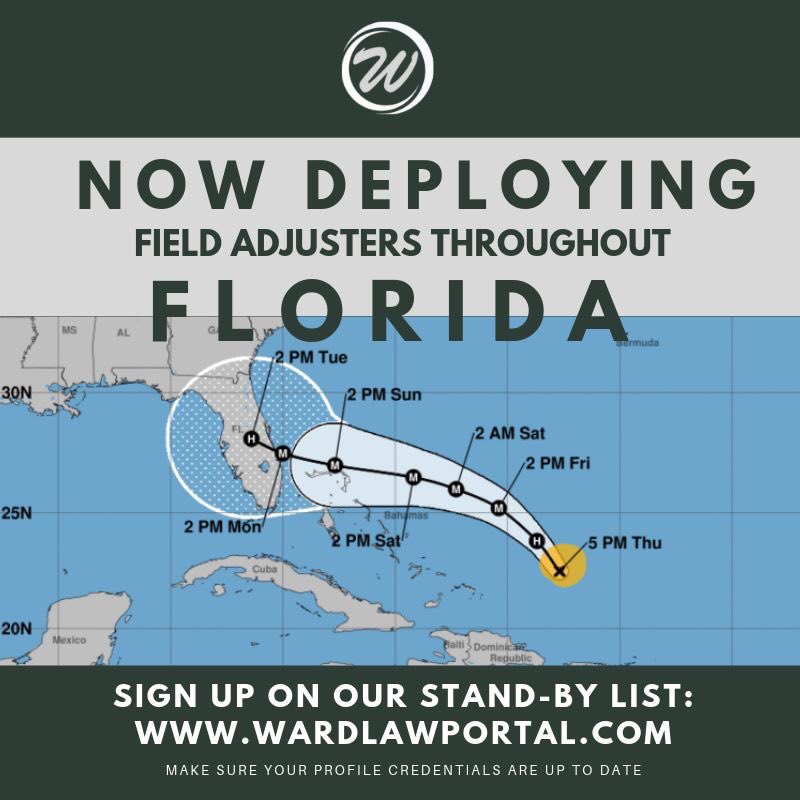 Wardlaw is seeking Field Adjusters throughout Florida for confirmed deployment. 

Update your Profile &amp; Sign up on our Stand-by list at: 
wardlawportal.com