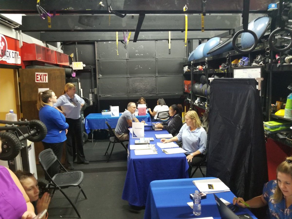PunctualAbstrac's tweet photo. Employees received one-on-one health screenings by @OchsnerHealth @Humana and @go365now 
We also had a beacon installed in the company gym that can connect to employees’ phones so they can track their wellness journey! https://t.co/tSVZxS1Jid