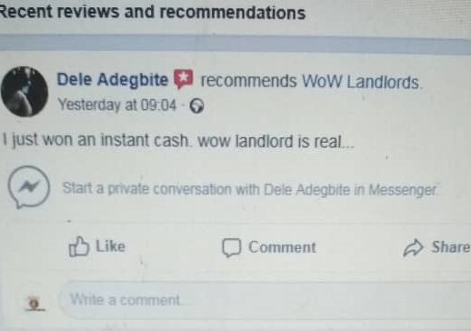 wowlandlords's tweet photo. Why wait till tomorrow????? 
Join Dele Adegbite our recent Cash for rent Winner!!
Click here; https://t.co/pgYhlwvCCZ https://t.co/gs5ZaR9P2R