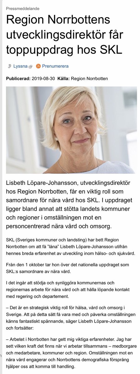 Så roligt och så bra <a href="/lisbethlopare/">Lisbeth Löpare J</a> ! En mycket bra rekrytering av @S_K_L <a href="/fredriklennarts/">fredrik lennartsson</a> <a href="/Emma_Spak/">Emma Spak</a> 
Varmt lycka till Lisbeth! #näravård #svmed