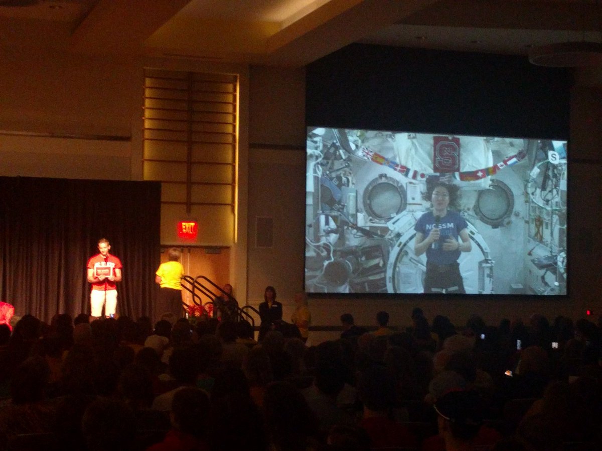 NCStateOIT's tweet photo. We are live with the #ISS and @Astro_Christina thanks to @NASA and #WolfBytes video services. #NCState #ThinkAndDo https://t.co/98tmVUGlZt