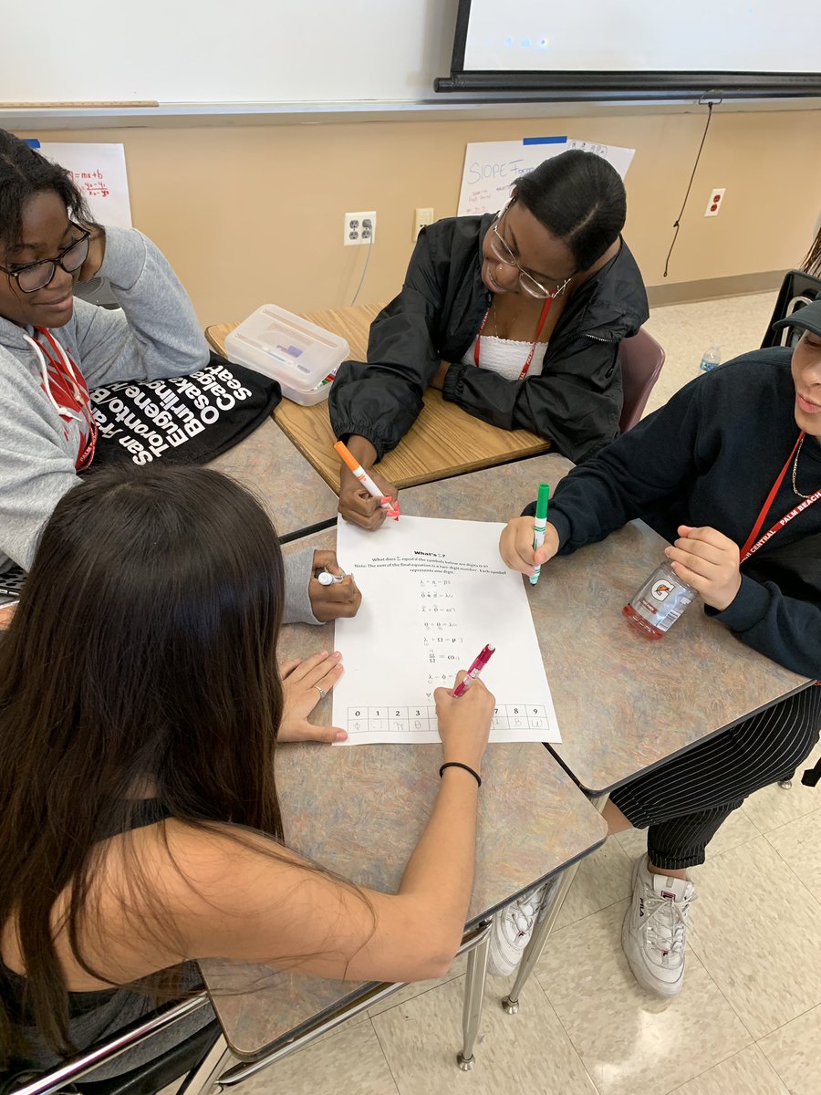 adam_dansby's tweet photo. Making the best of #HurricaneDorian Friday-solving a puzzle called What’s Sigma? S’s using finely tuned algebra skills to decode Greek letters into single digits #advancedtopics #ICthemdoingWICOR #collaboration @PBCHS_Broncos @MathSdpbc @MsButler17 @pbchsAVIDtude https://t.co/uo7u8GSn4v