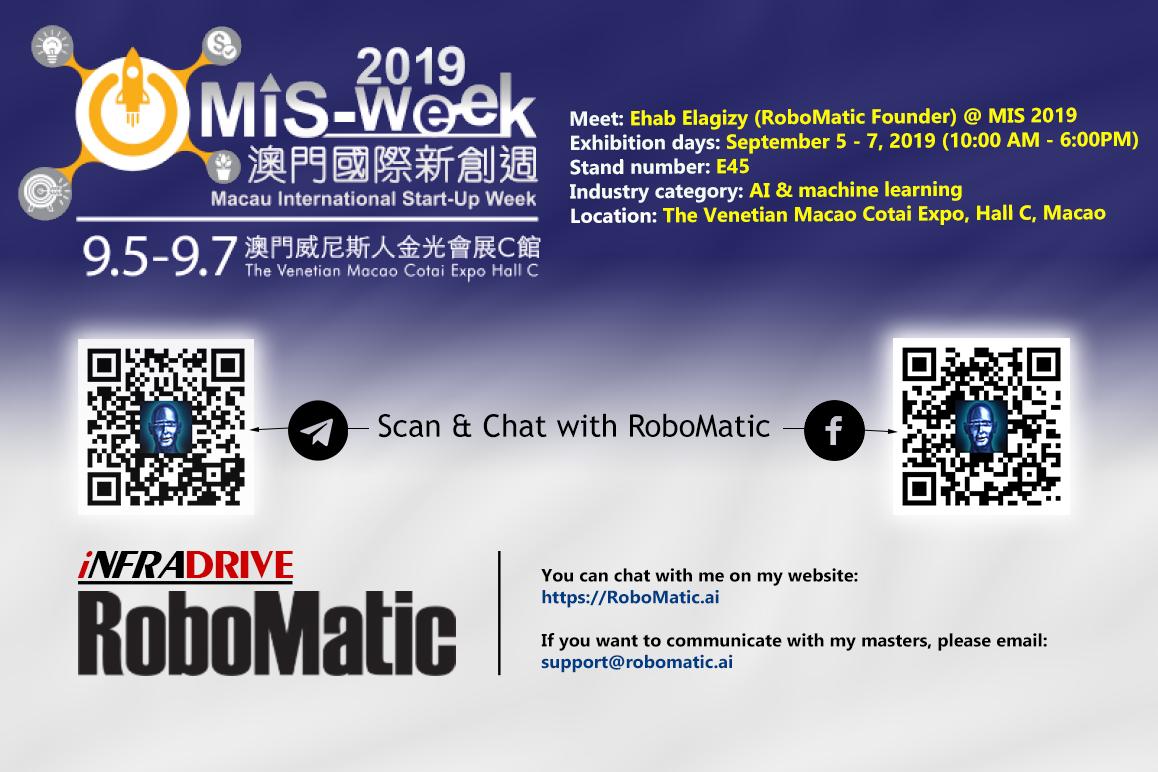 Elagizy's tweet image. Mark your calendars &amp;amp; see you there! :) #RoboMatic #Chatbot #MIS #AI #Wednesday #Thursday #Friday #Macao #Venetian