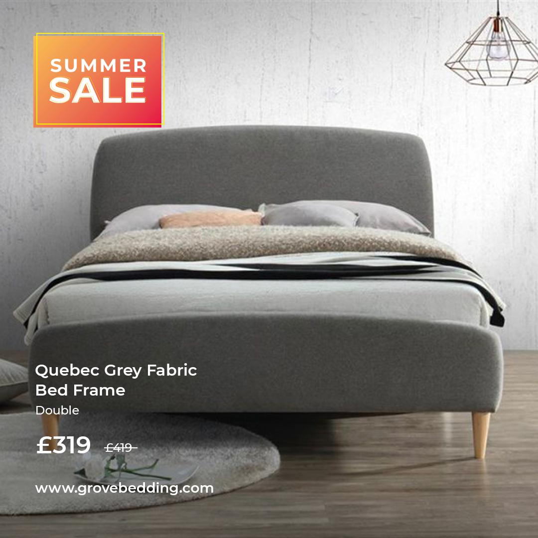 GroveBedding's tweet photo. Don't miss out on our massive selection of discounted beds and mattresses this weekend! 

Like the Quebec Grey Fabric Double Bed Frame, NOW ONLY £319! 👉 https://t.co/ecD1Enwxnq

Hurry! Sale ends this weekend! ⏰ #noexcuse #sleepbetterfeelbetter https://t.co/9dQ1IcmMZF