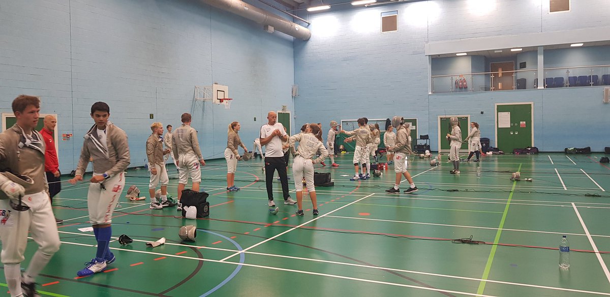 britishfencing's tweet photo. The afternoon is underway in Nottingham. Following a morning workshop in how to use and exploit distance, sabre fencers are now fencing poules with promotion and relegation #BFProgress #GBRFencing https://t.co/YJcLzFhY4C