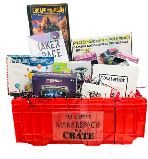 TEILandmark's tweet photo. #ARSL2019 attendees! Don't forget to visit booth #39 and fill out your contact info for your chance to win this MakerSpace gift crate valued at over $300! 
We will also be offering all ARSL attendees an early bird pre-order special for 2020 summer MakerSpace leases. #librarians https://t.co/jgJtDIO9ux
