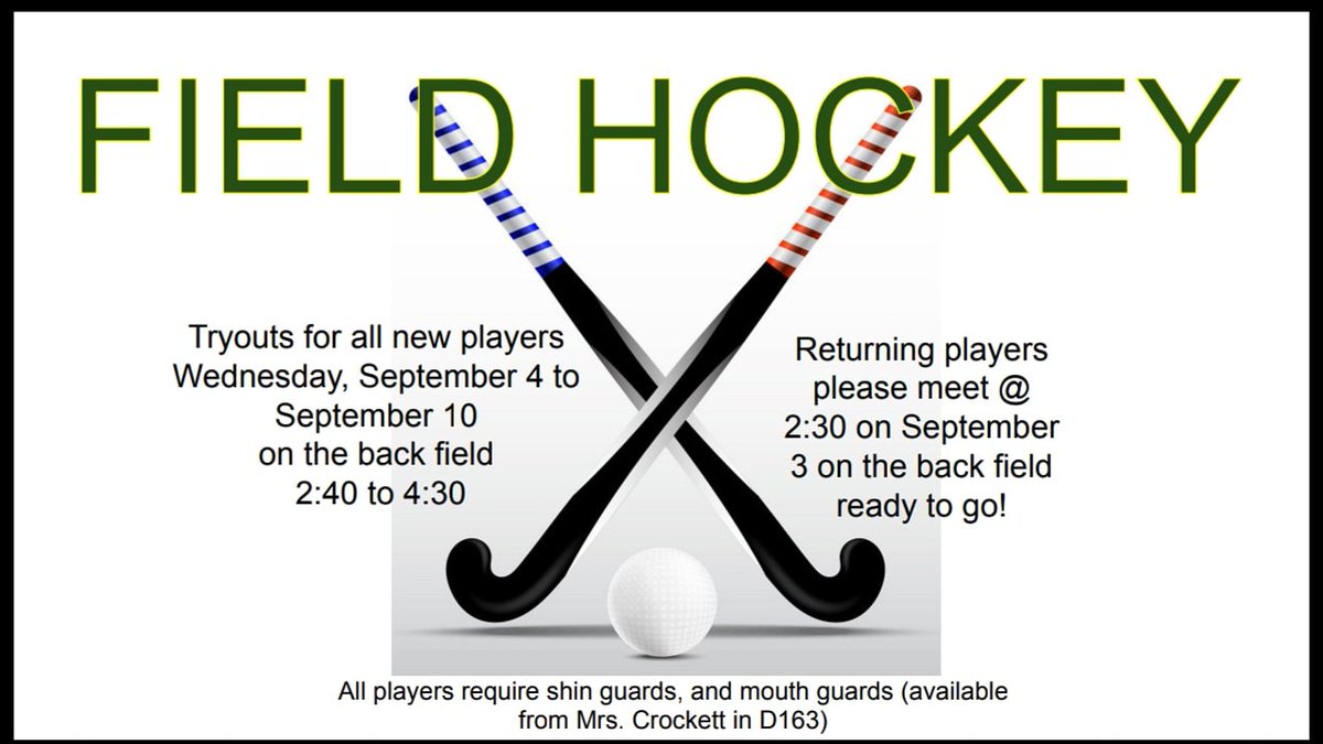 Field Hockey tryouts...