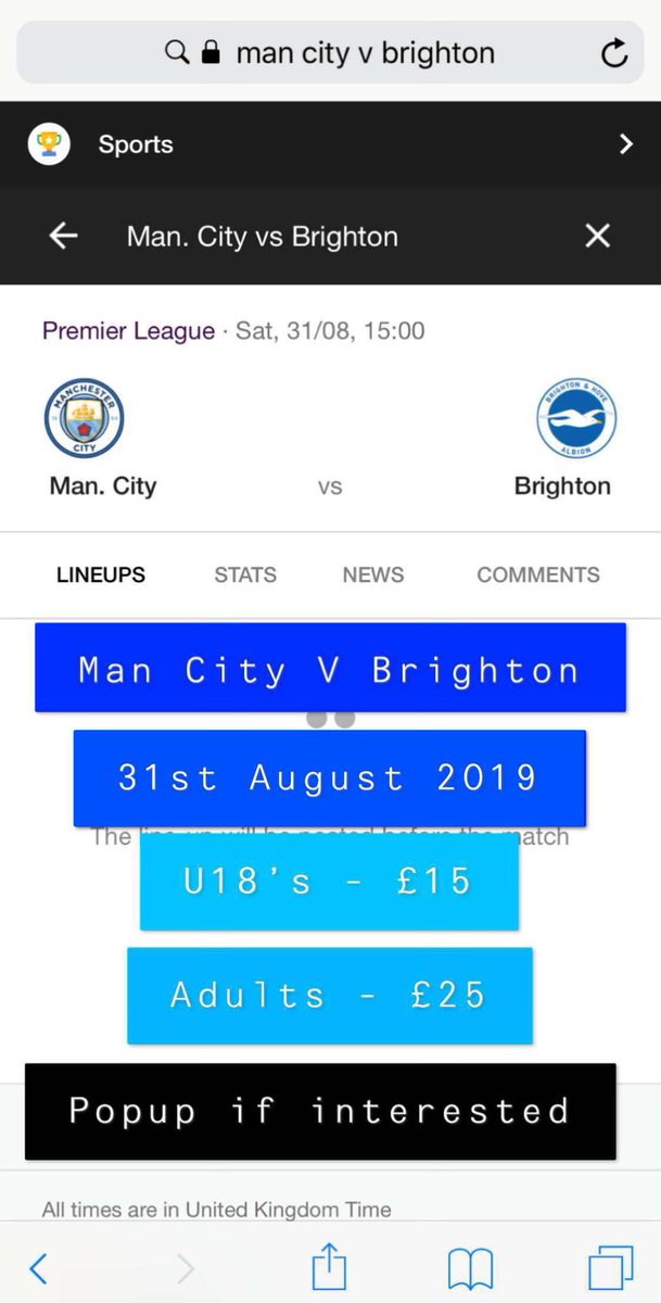 F2FTickets's tweet photo. Any blues needing tickets for this weekends match. @F2FTickets are selling some. Below are their prices. #MCFC #ManCity #Brighton #cheaptickets #Manchester https://t.co/LP5Xgf3wWz