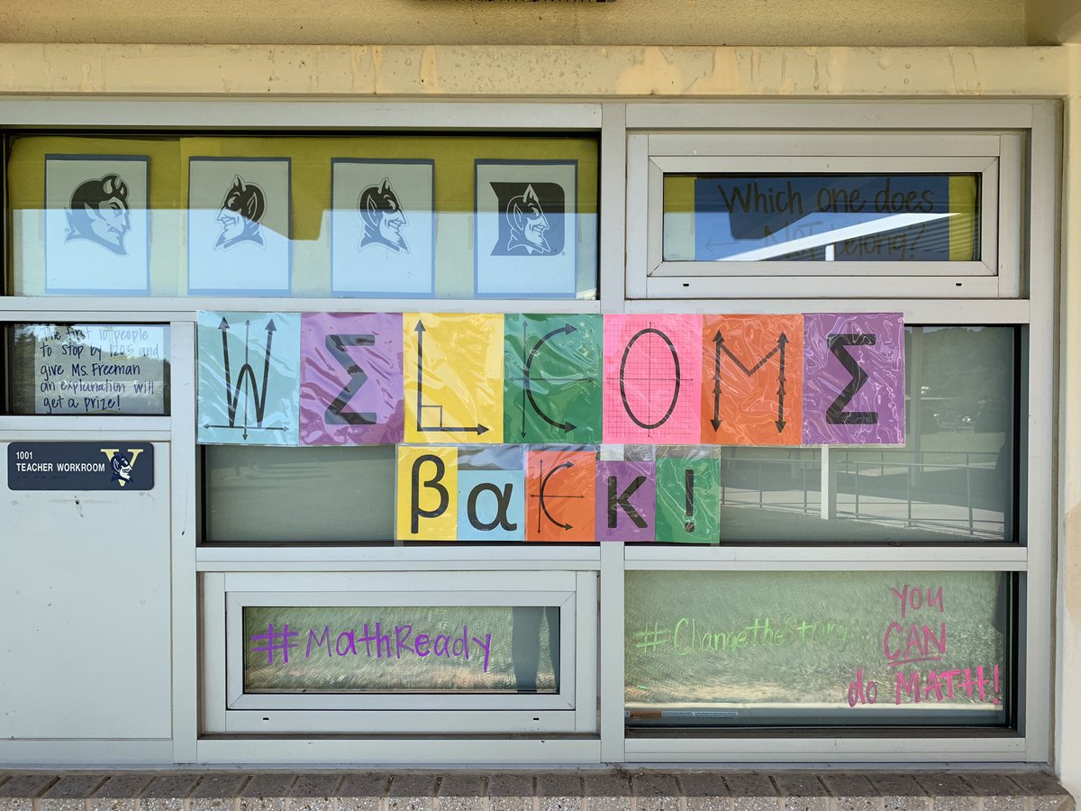 ahiggins_HHS's tweet photo. The VHS Math Department knows how to welcome Ss back to school! #THISisVarina #changethestory #LifeReady #MathReady @amseelyeducator @SkipTylerMath https://t.co/Jh75crcj66